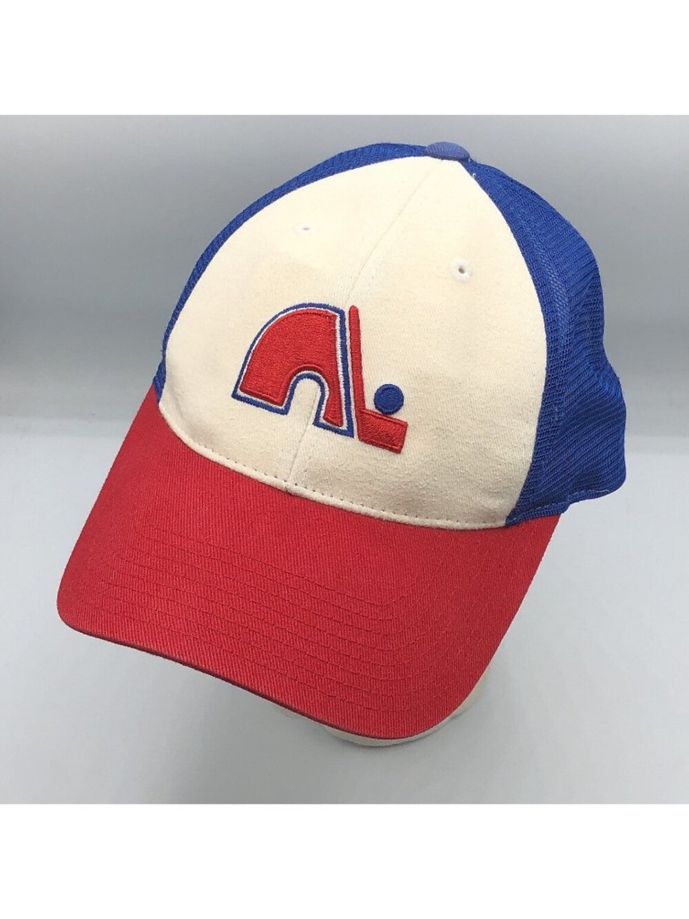 Quebec Nordiques American Needle Vintage Hockey White Red Blue Snapback Hat Cap